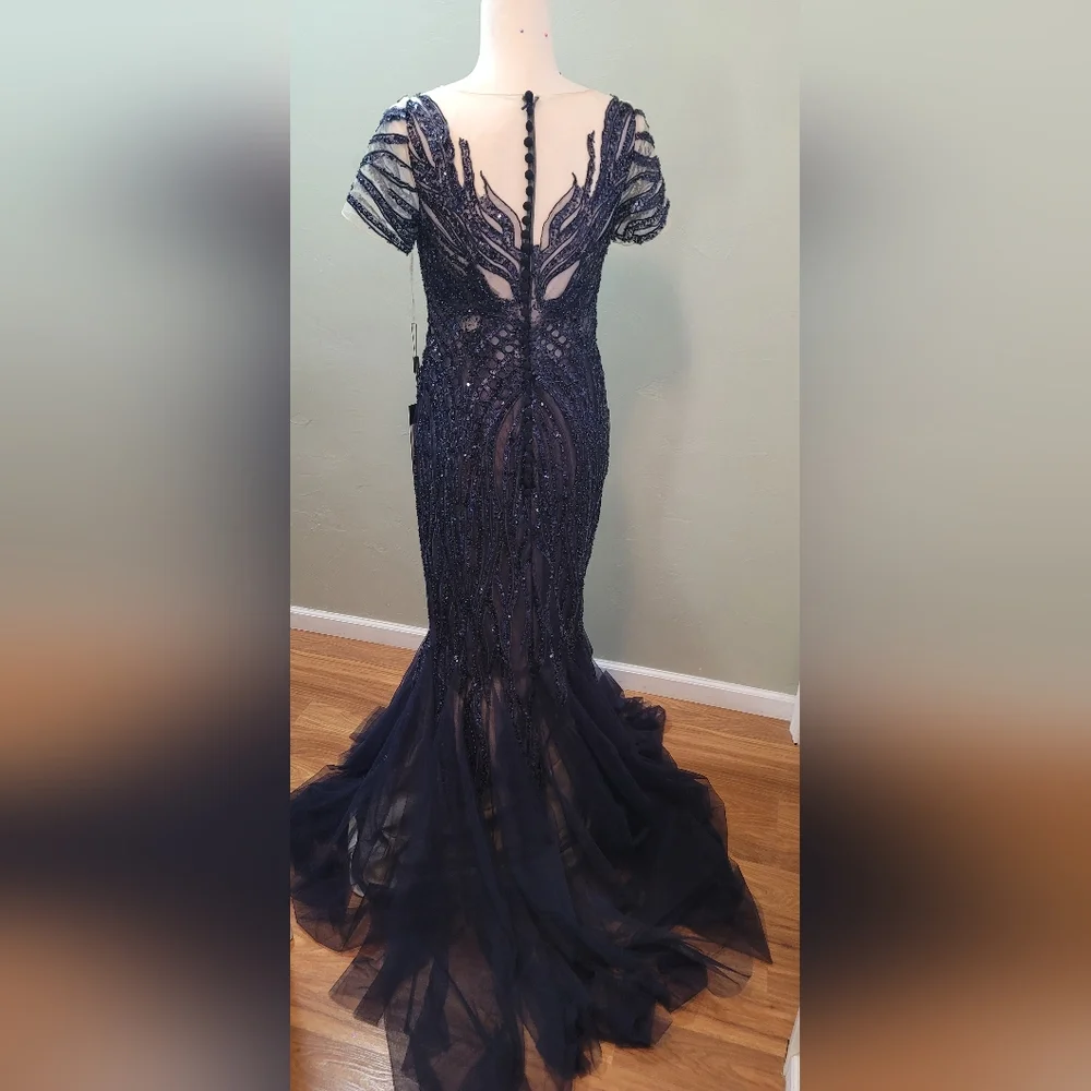 Alexander by Daymor Navy Trumpet Gown - Picture 7 of 9